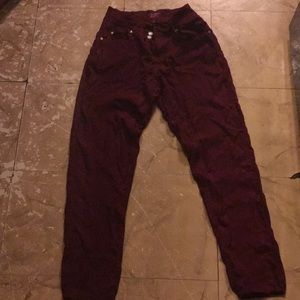 burgundy jeans